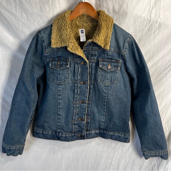 GAP Factory Jackets & Blazers - Vintage GAP Trucker Style Denim Jean Jacket Sherpa Lined Women Large Indigo 2003